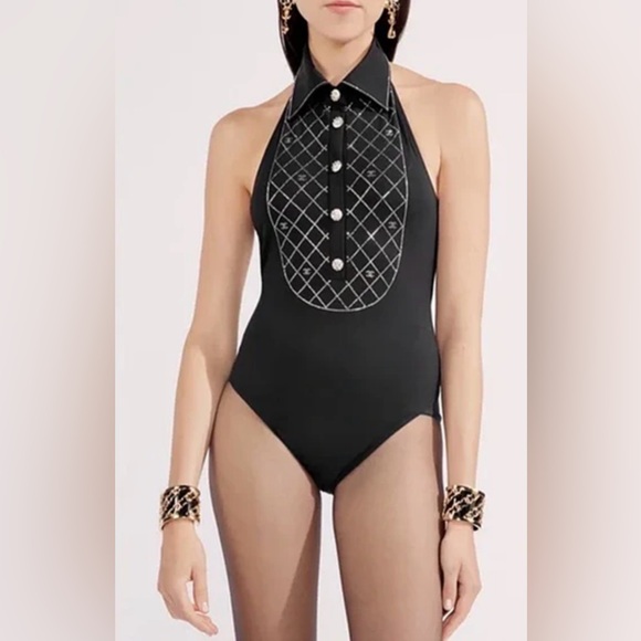 CHANEL Other - Chanel 100% authentic tweed look gold button swimsuit S M  L